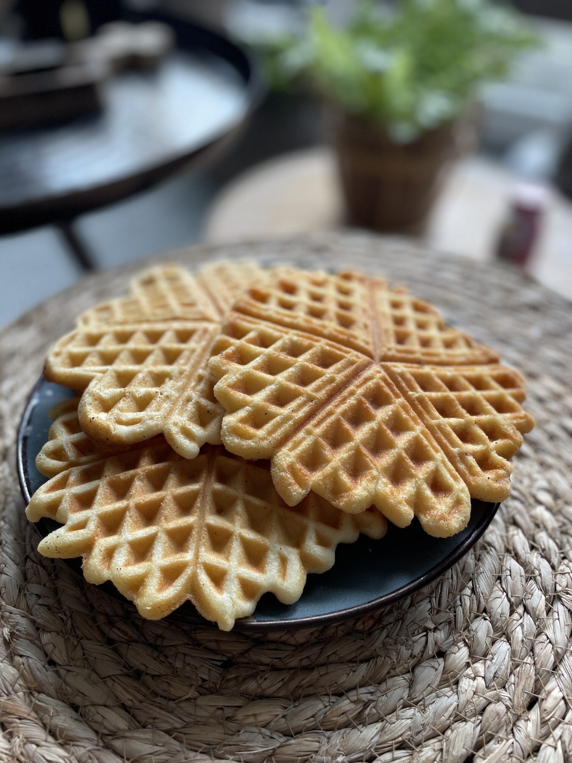 Een paar wafels op een bord